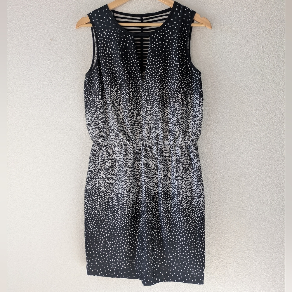 Sleeveless Black Dot Gradient Mini Dress with Strappy Back